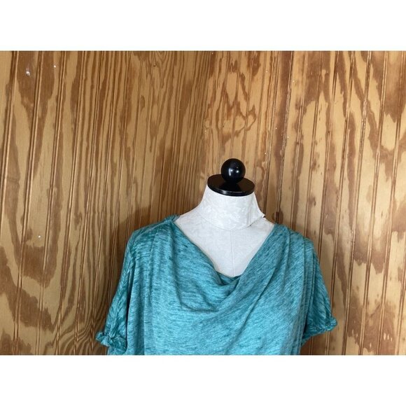 Free People We The Free Turquoise Knit Top Stretch Small Short Sleeve Blouse - Picture 3 of 8